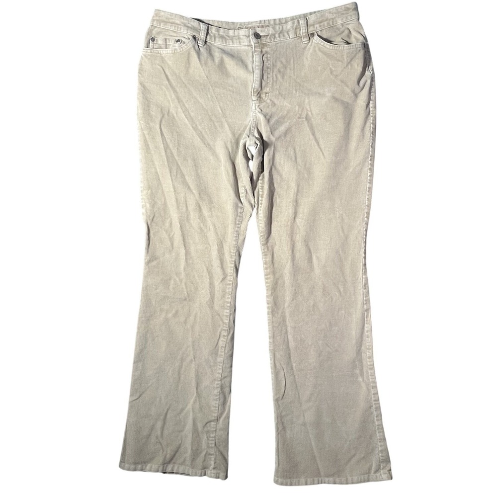 St. John's Bay Women's Size 14 Regular Boot Cut Corduroy Pants Khaki Tan Cotton